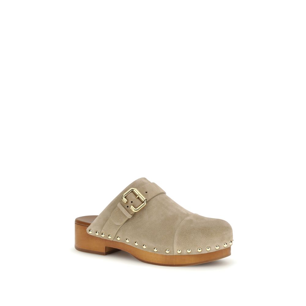 Beige Calf Leather Bos Taurus Clogs