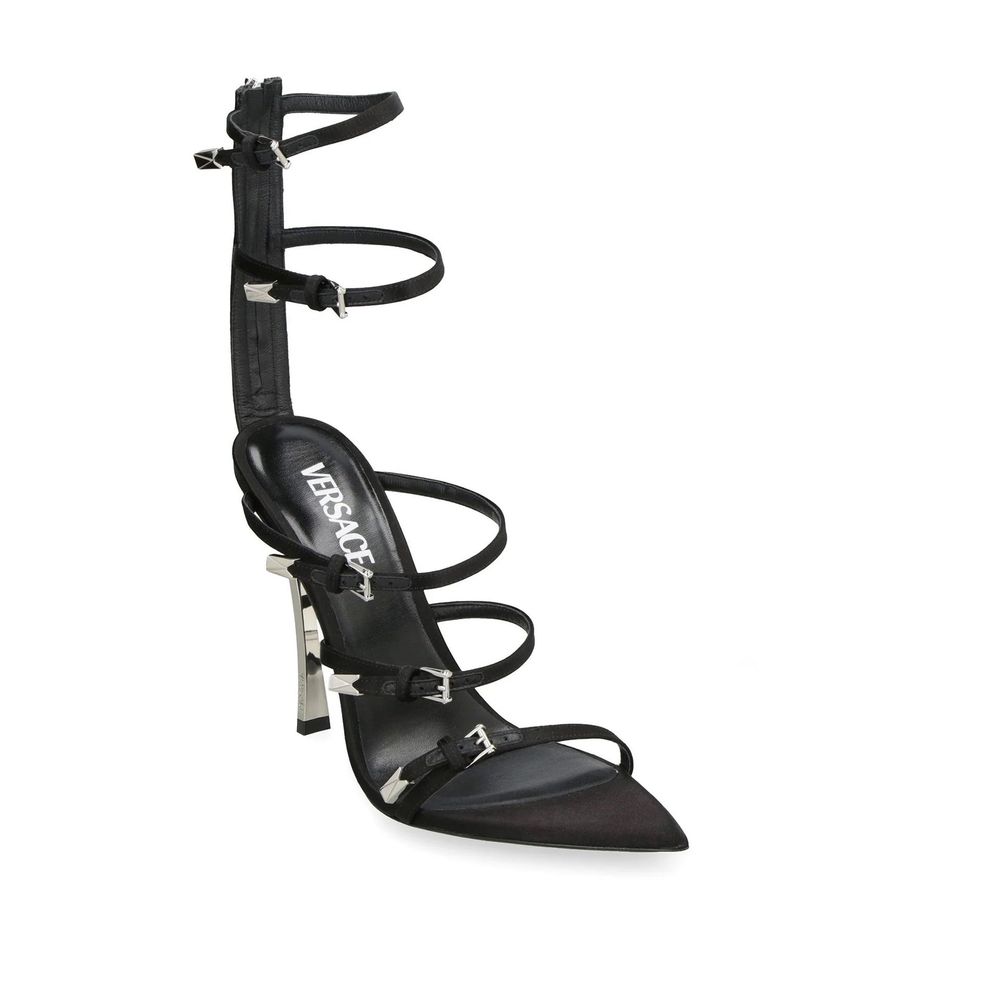 Black Calfskin Stiletto Heel Sandals-thumbmail-2