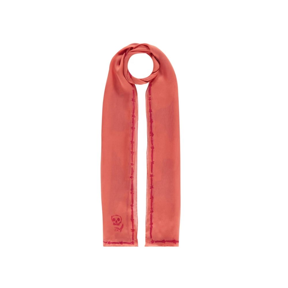 Givenchy - Skull Embroidered Silk Scarf Coral