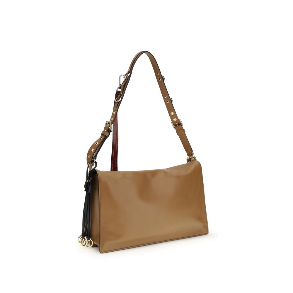 Beige Calf Leather Bos Taurus Shoulder Bag Prada