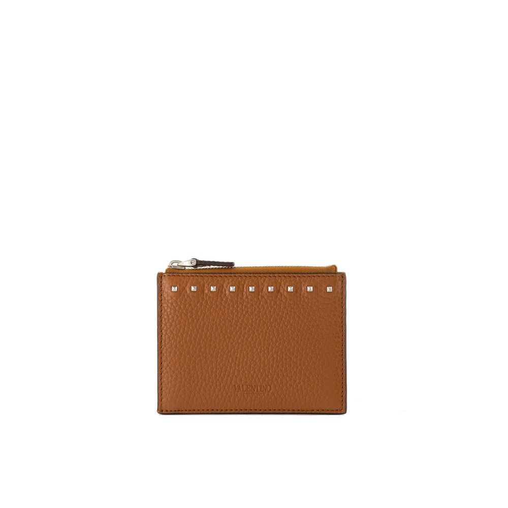 Brown Calfskin Cardholder Valentino Garavani