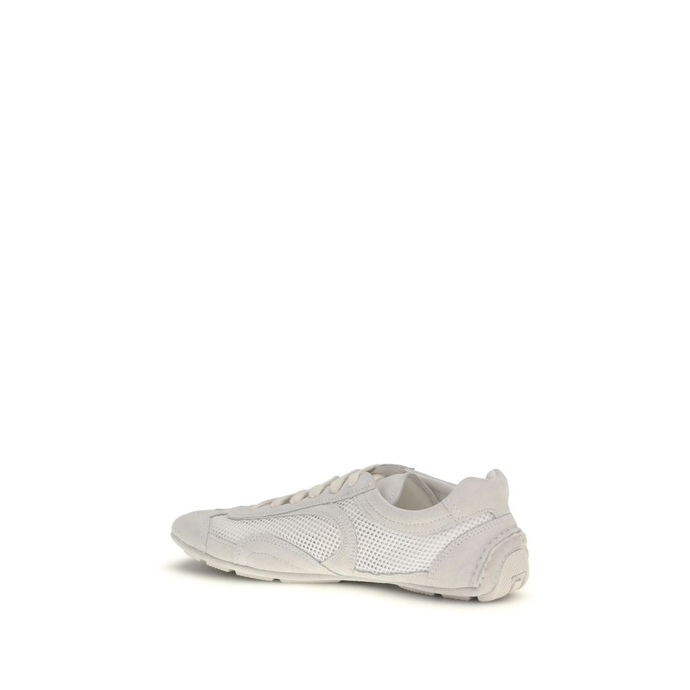 White Fabric Low Top Sneakers-thumbmail-3