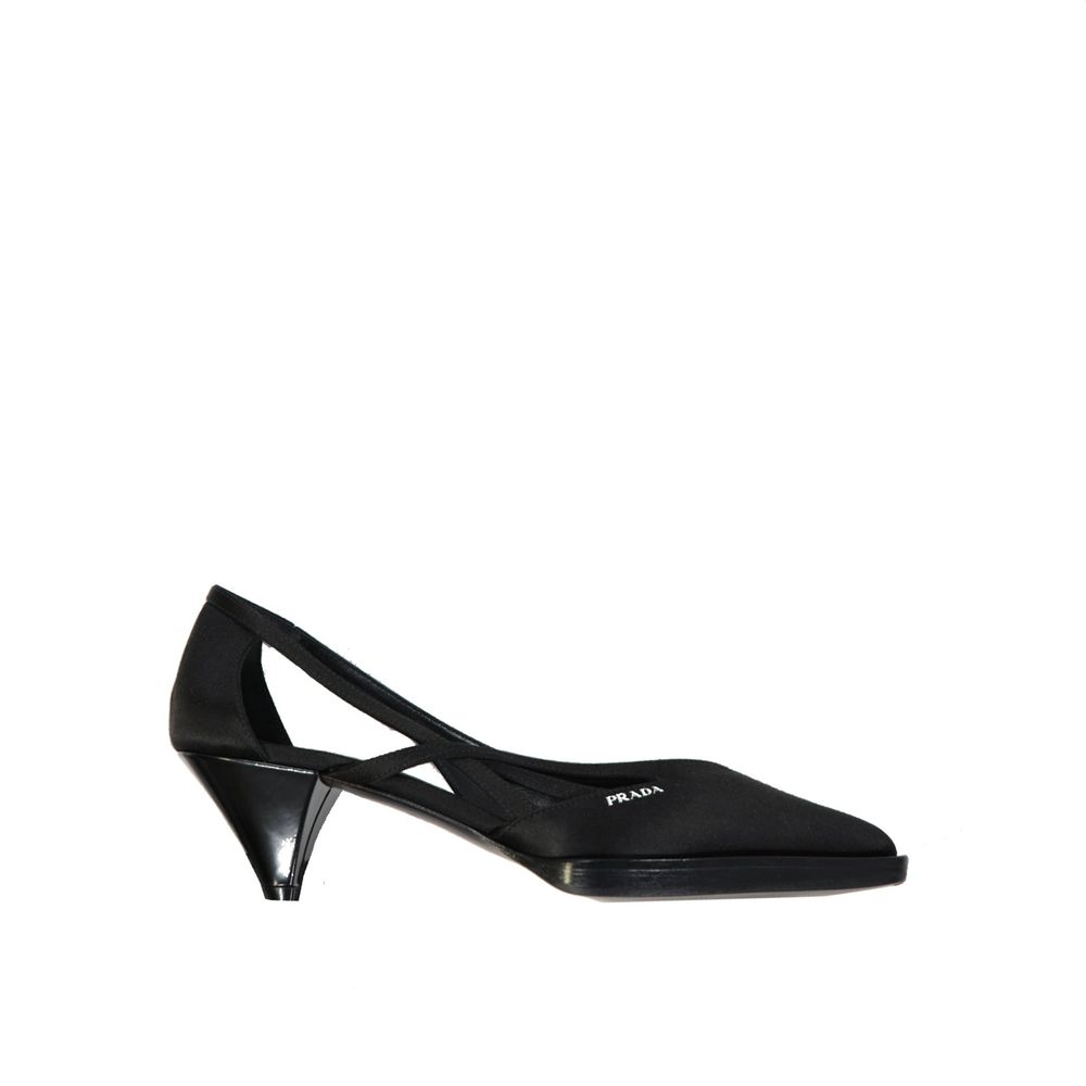 Black Silk Mid Heel Pumps