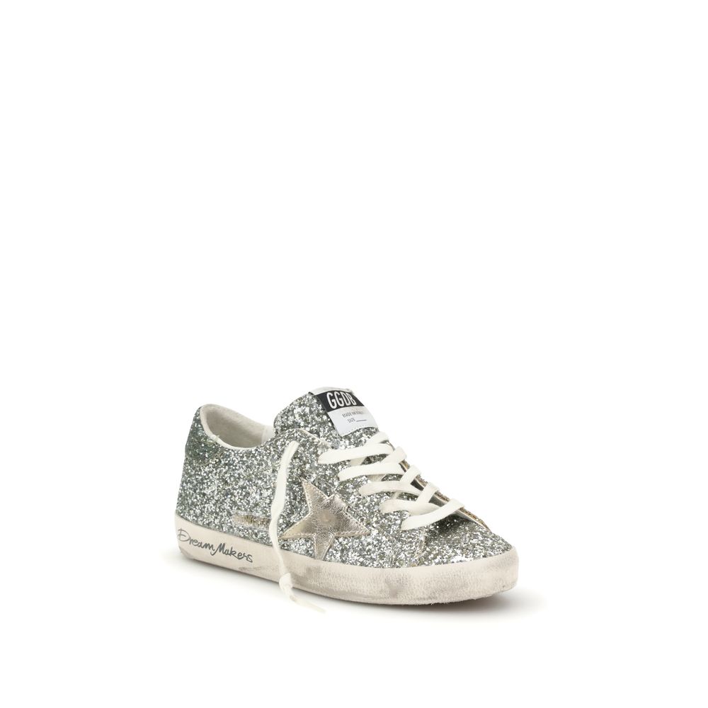 Silver Fabric Low Top Sneakers