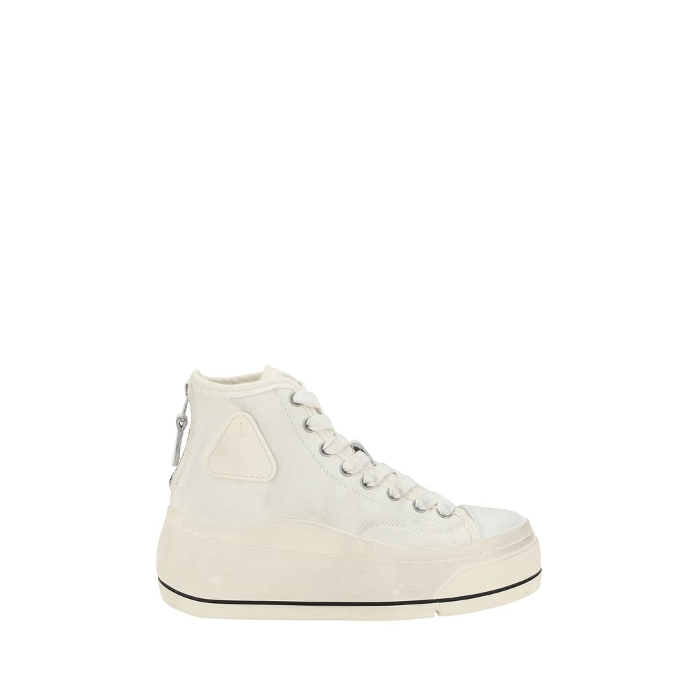 White Cotton High Top Sneakers