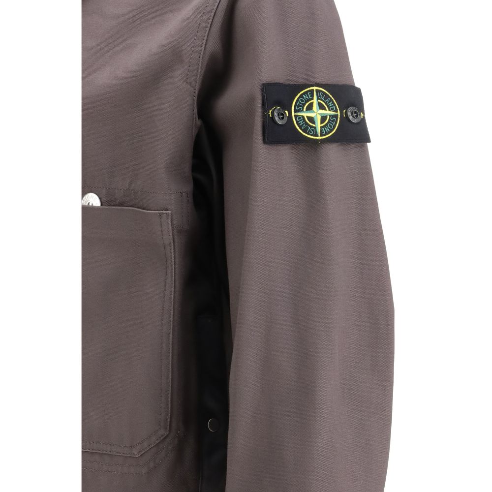 Gray Cotton Coat Stone Island