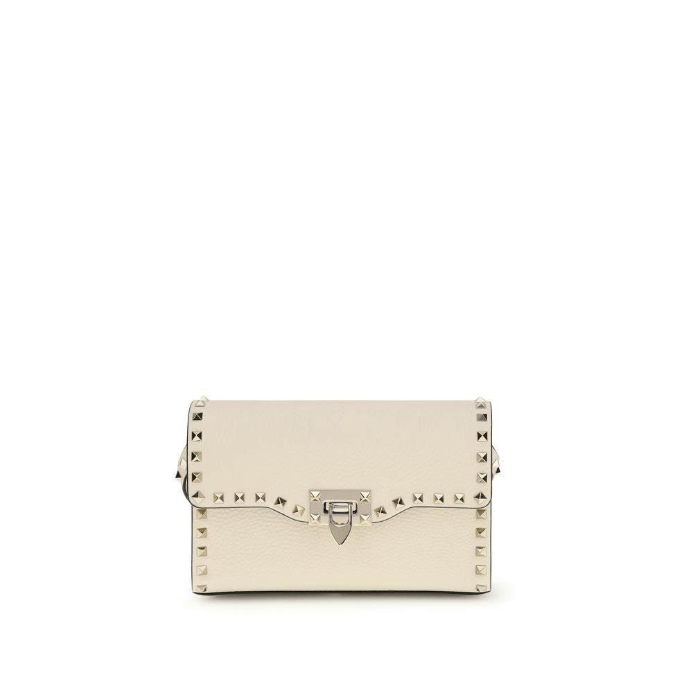 Beige Calf Leather Bos Taurus Shoulder Bag Valentino Garavani