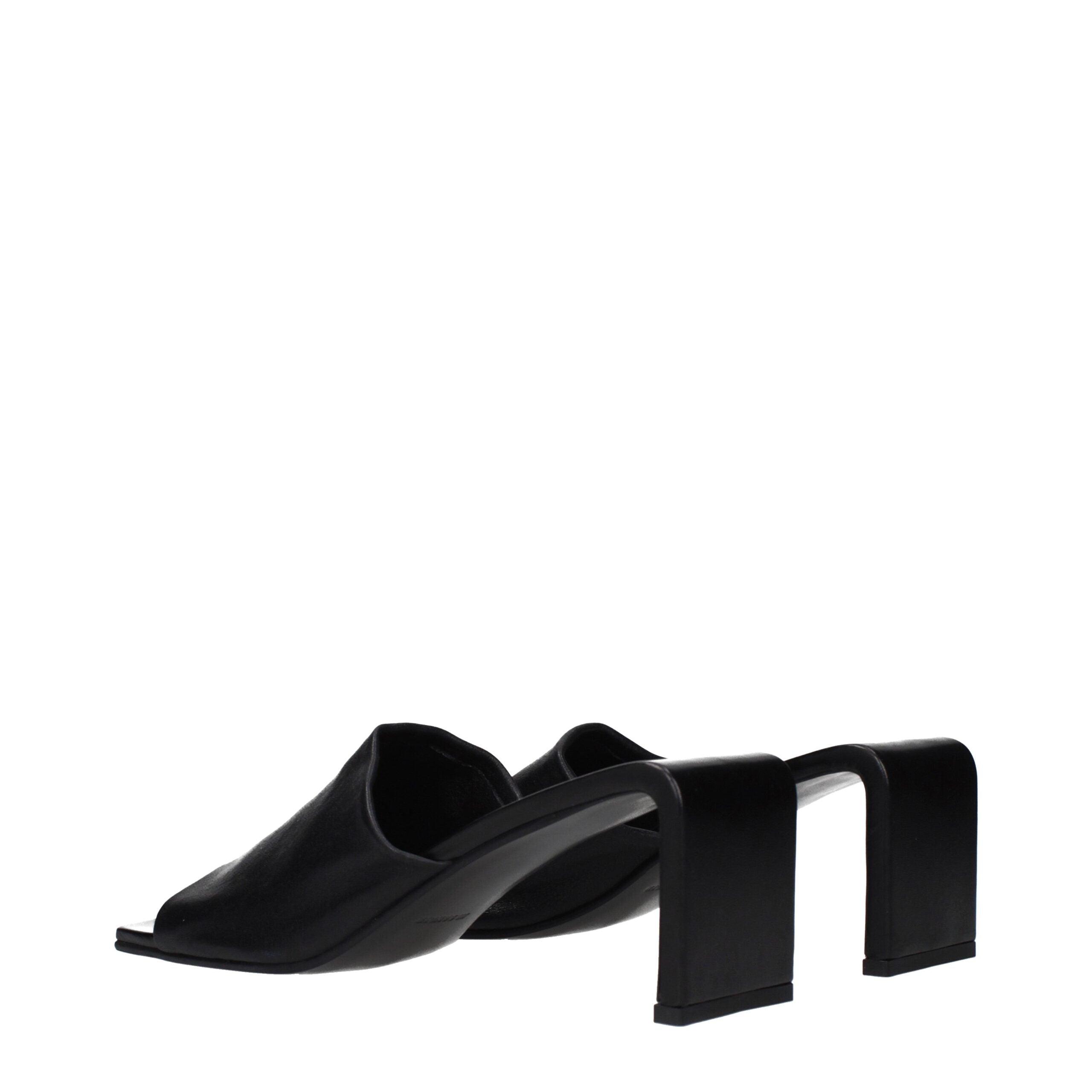 Black Leather Stiletto Heel Sandals Jil Sander