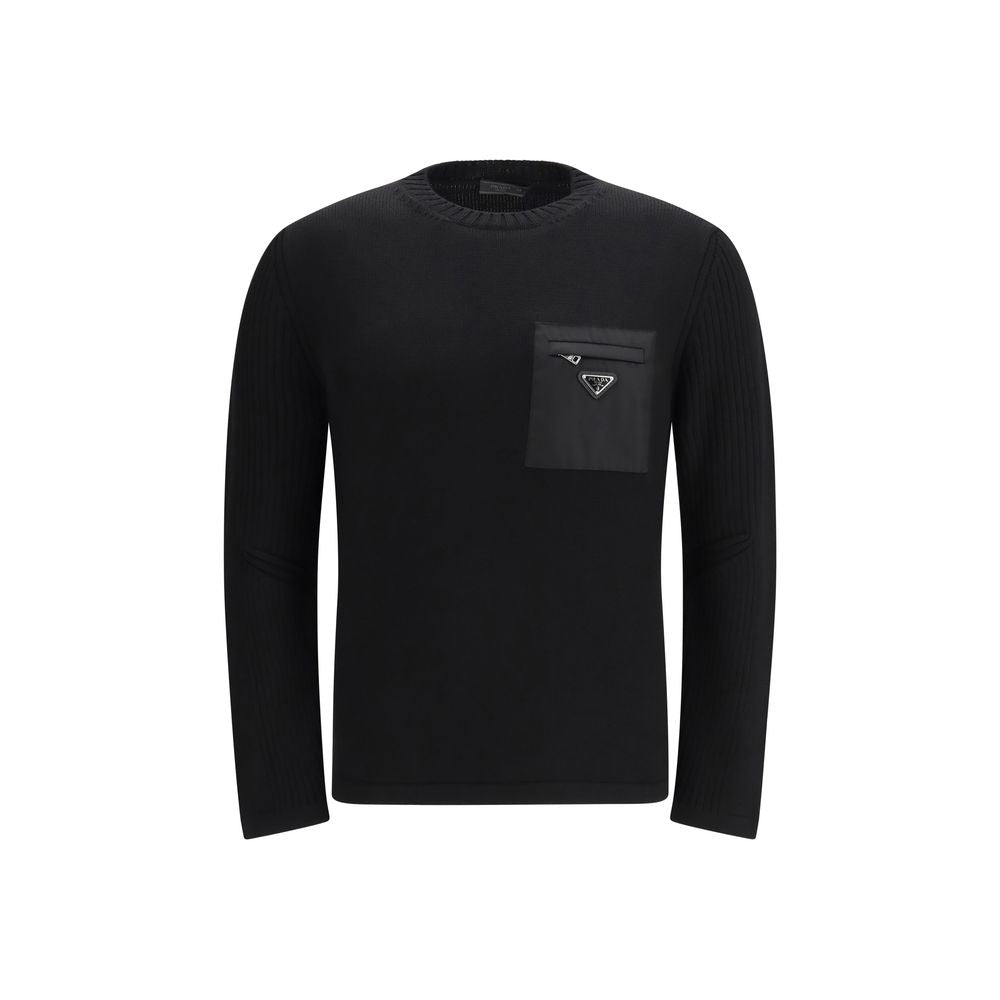 Black Fleece Wool Sweatshirt Prada
