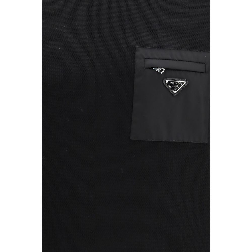 Black Fleece Wool Sweatshirt Prada