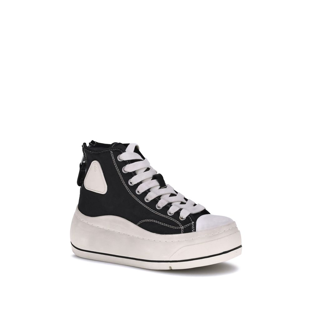 Black Cotton High Top Sneakers