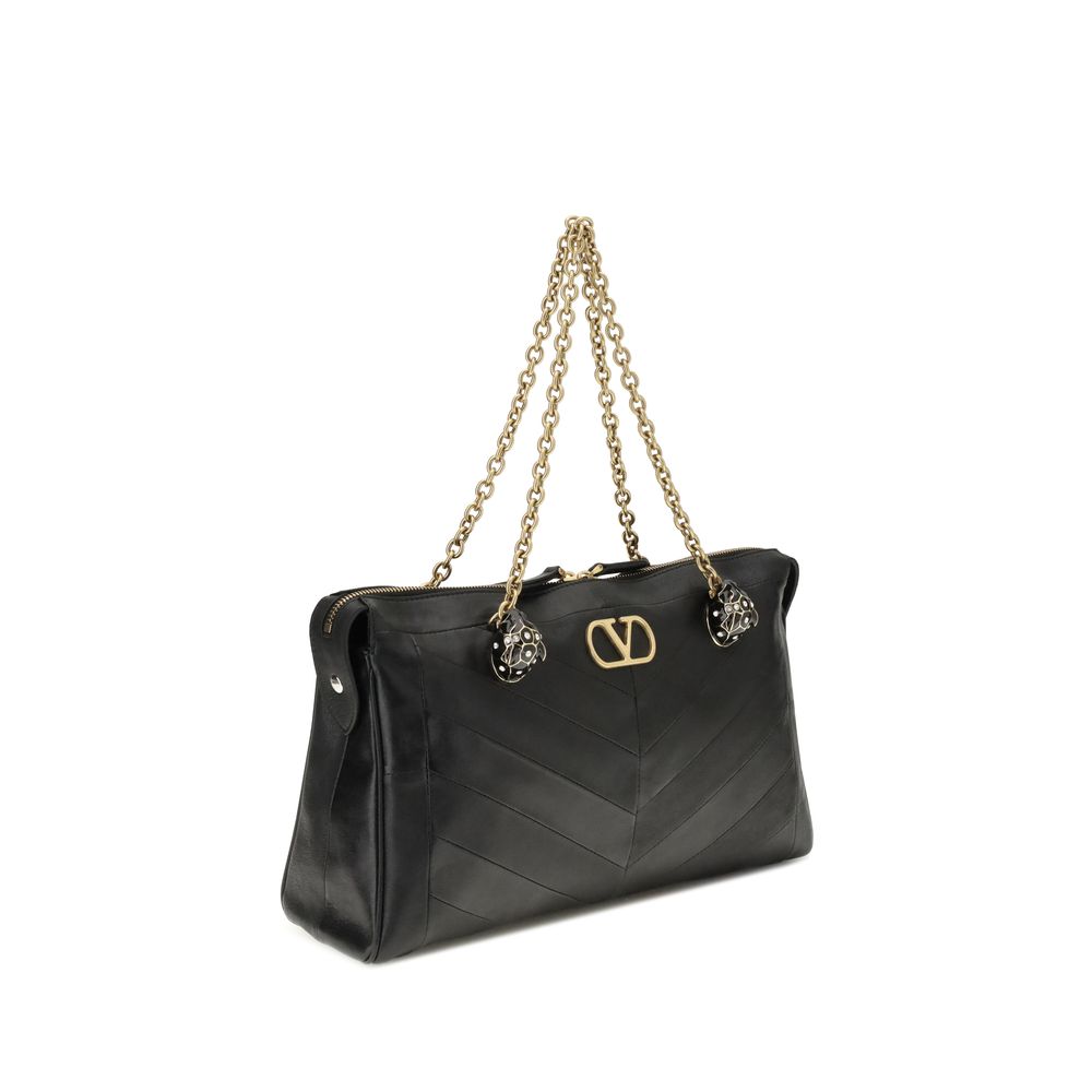 Black Calf Leather Bos Taurus Shoulder Bag Valentino Garavani