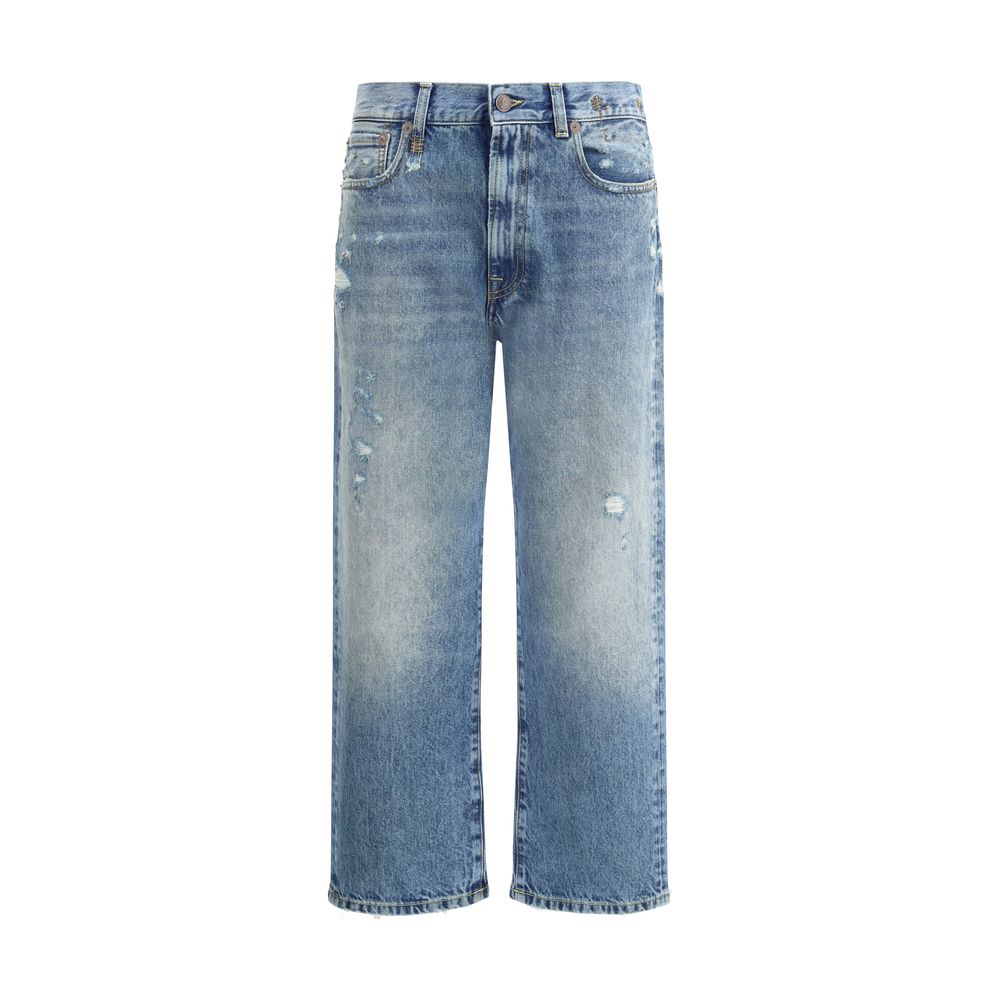 Blue Cotton Boyfriend Jeans