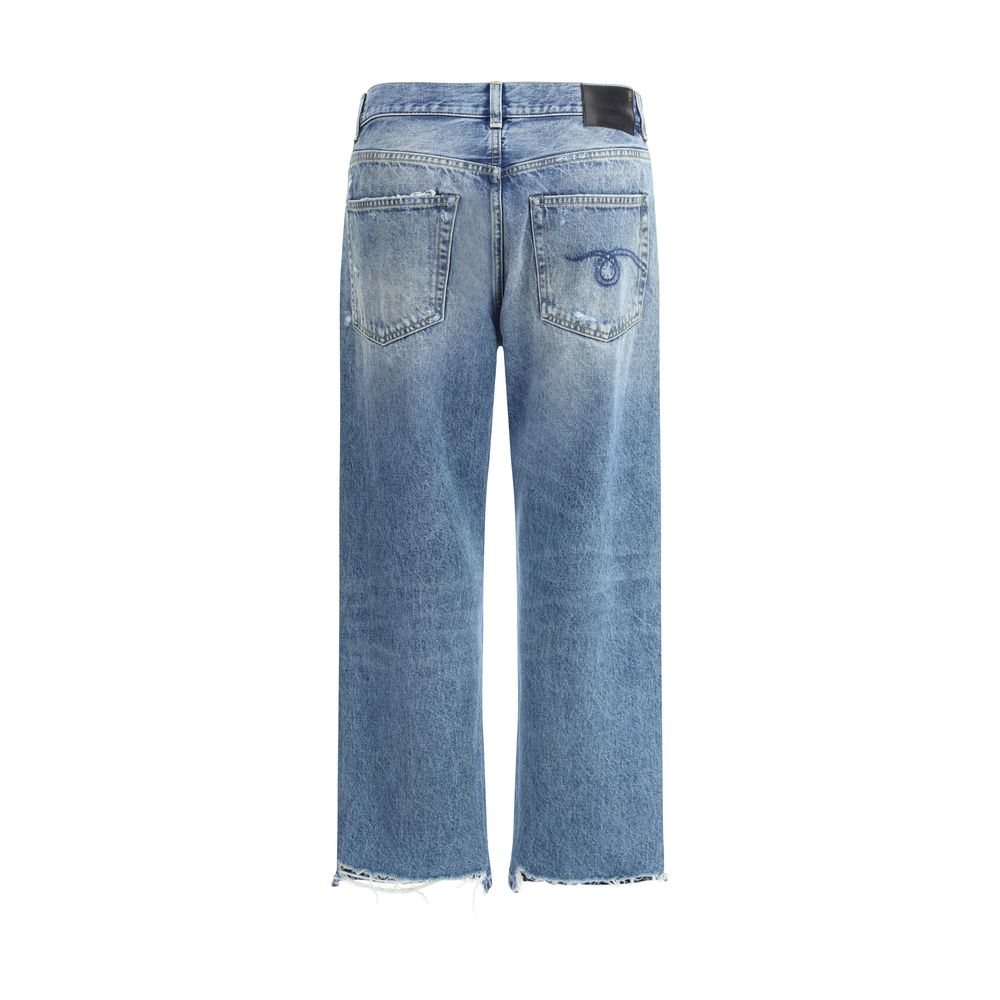 Blue Cotton Boyfriend Jeans