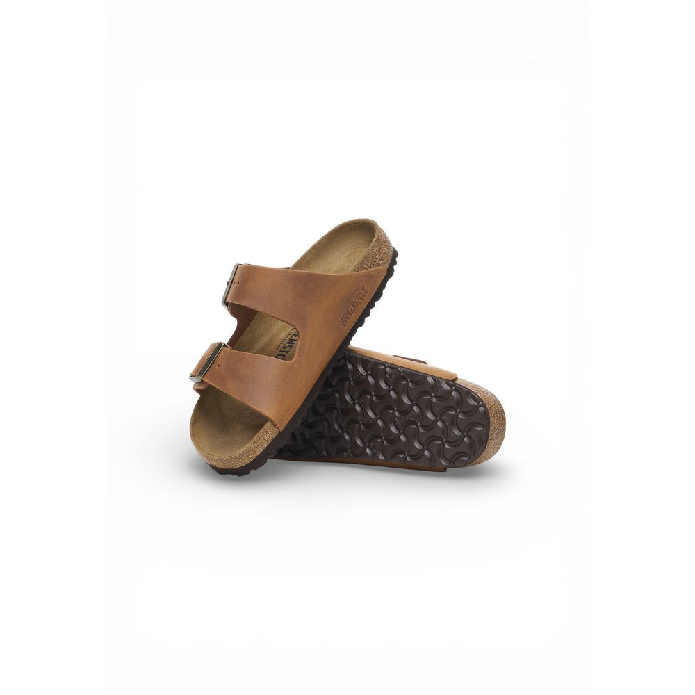 Brown Leather Flat Sandals Birkenstock
