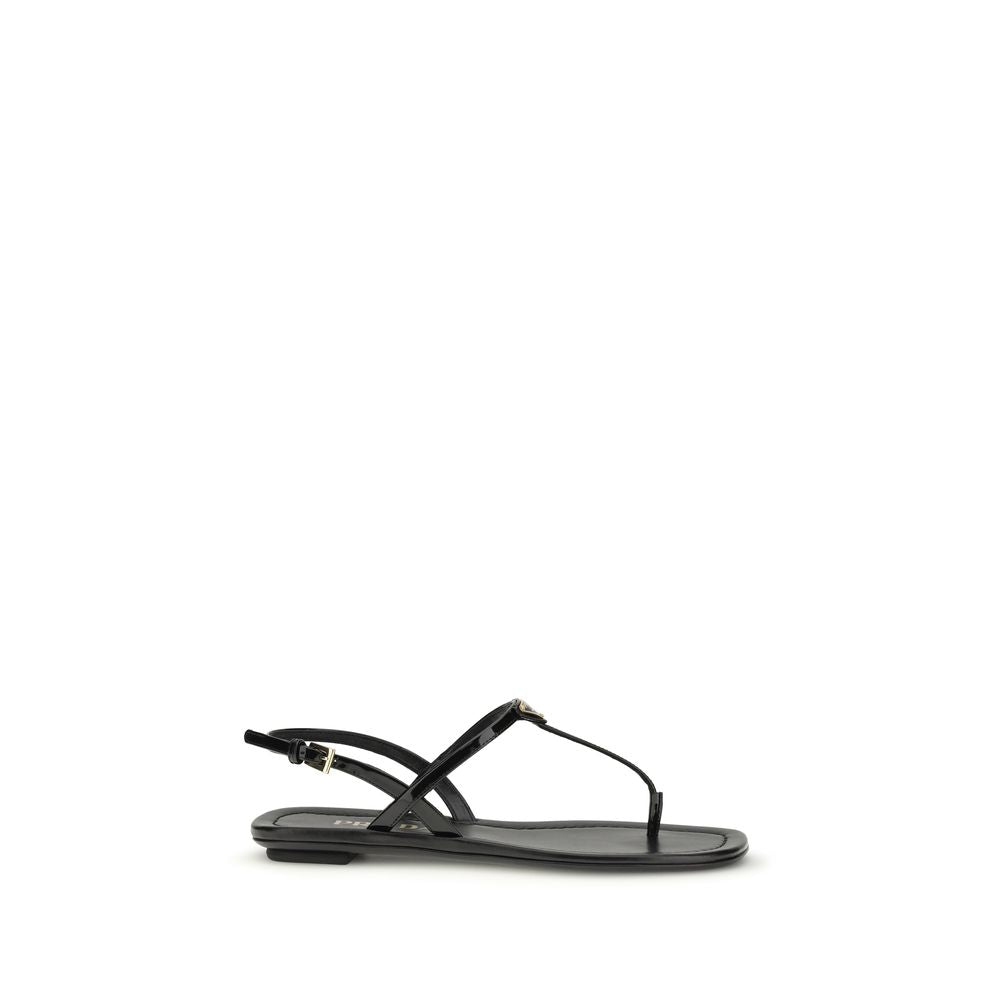 Black Calf Leather Bos Taurus Flip-Flop Sandals-thumbmail-1