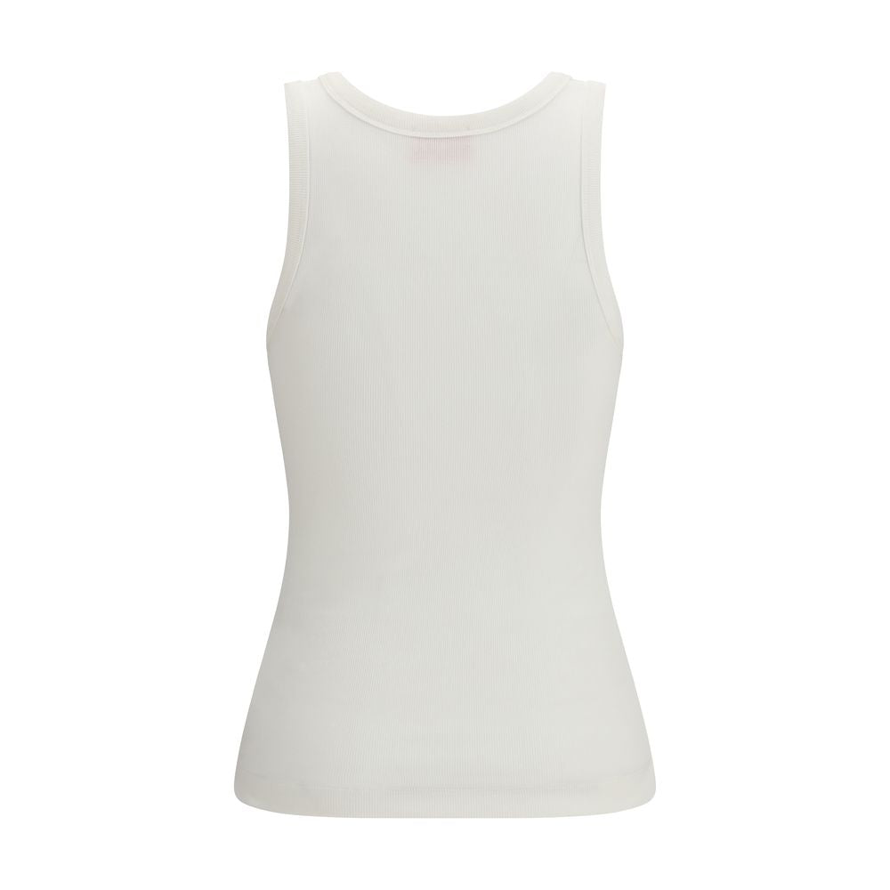 White Cotton Sleeveles T-Shirt