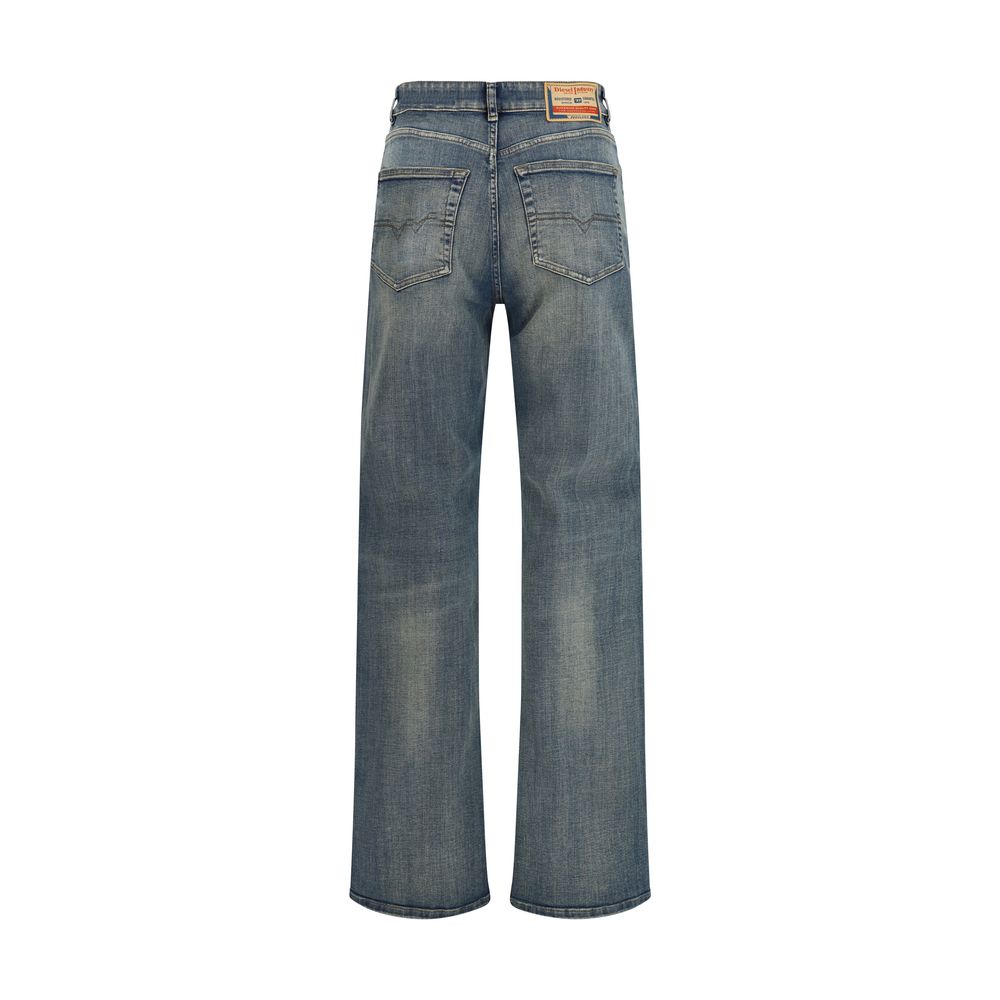 Blue Cotton Straight-Leg Jeans Diesel