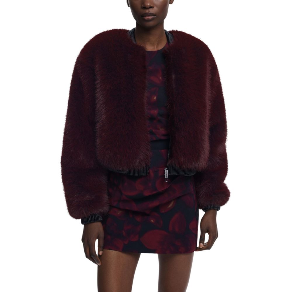 Bordeaux Polyester Jackets And Coat