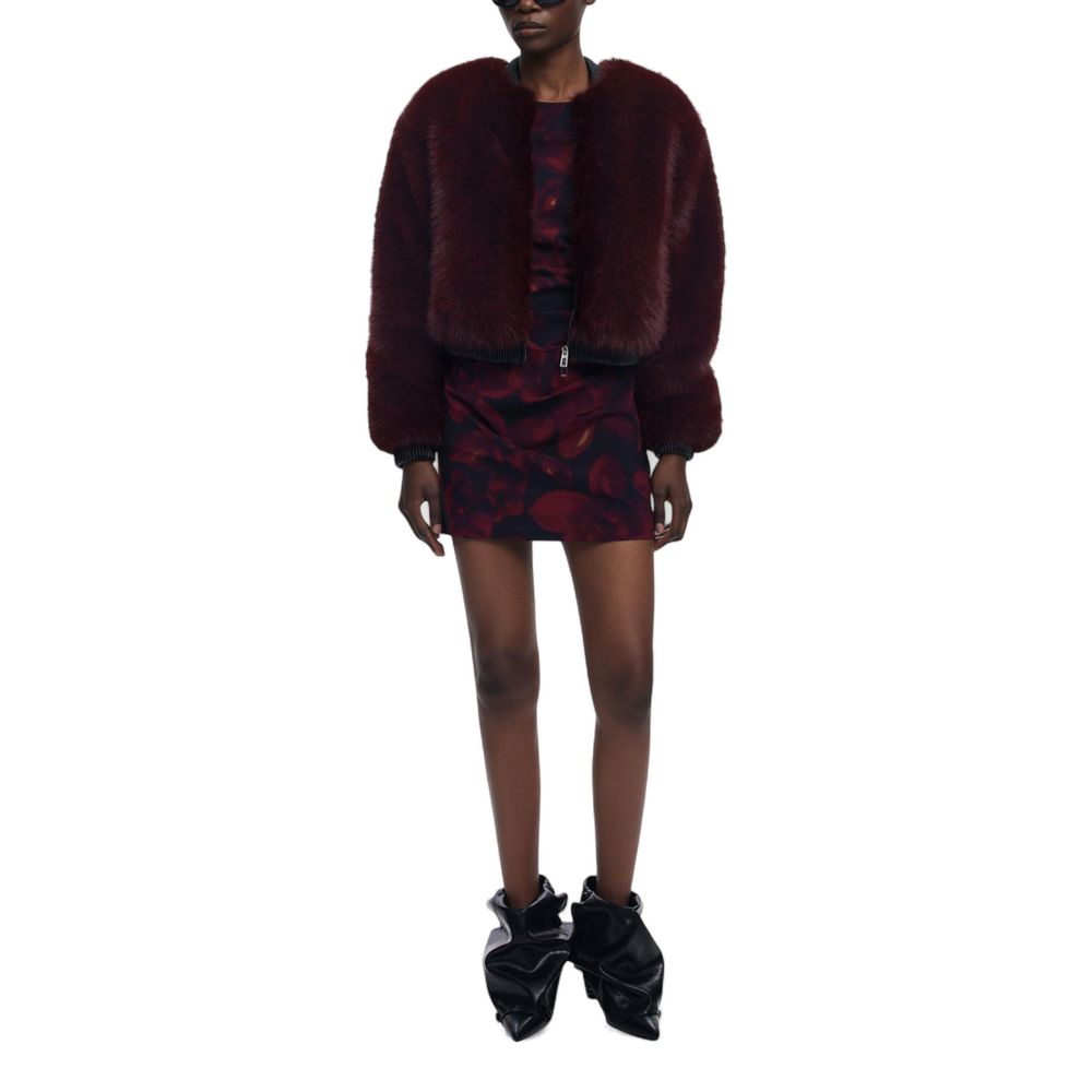 Bordeaux Polyester Jackets And Coat-thumbmail-3