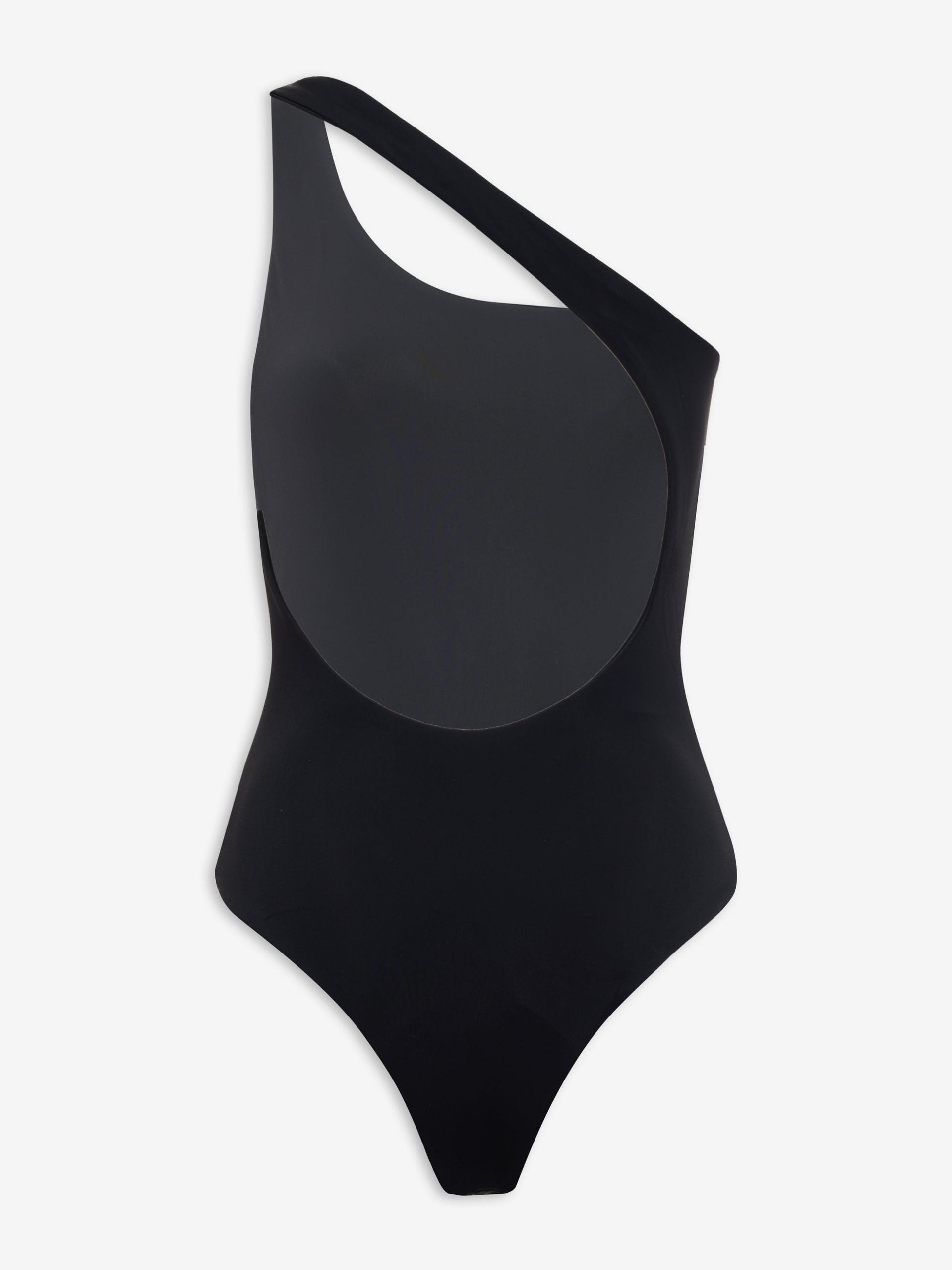 Black Polyester One-Piece Swimsuit