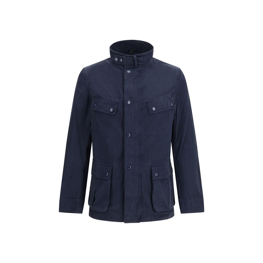 Blue Cotton Full-Length Jacket