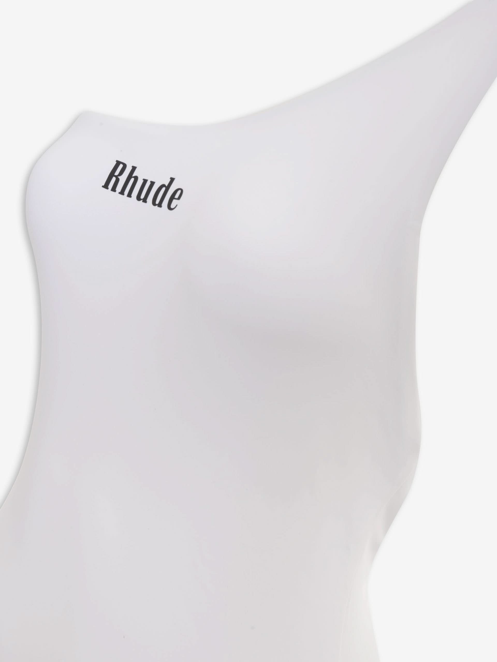 White Polyester One-Piece Swimsuit Rhude