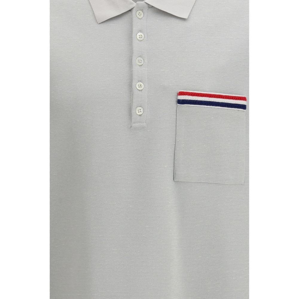 Gray Cotton Polo Shirt Thom Browne