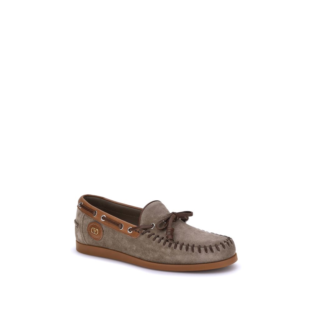 Brown Crust Leather Slip-On Loafers Valentino Garavani