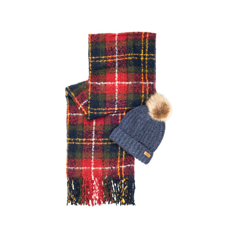 Barbour SALTBURN BEANIE &amp; TARTAN SCARF LGS0077