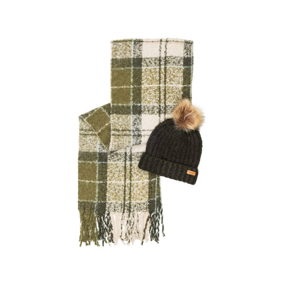Barbour SALTBURN BEANIE &amp; TARTAN SCARF LGS0077