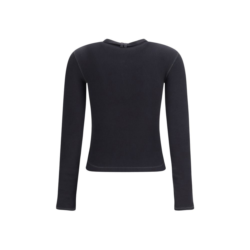 Black Cotton Long Sleeve T-Shirt