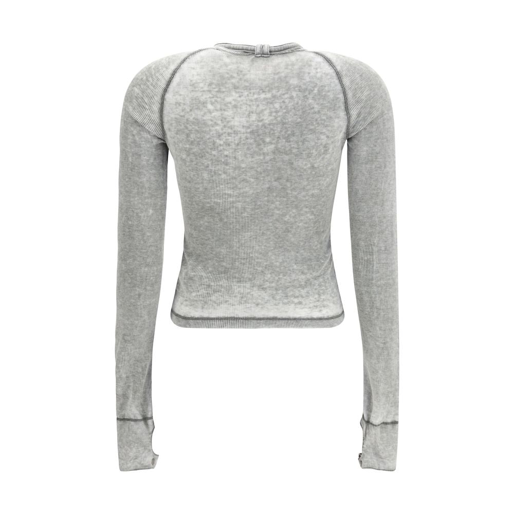Gray Cotton Long Sleeve T-Shirt