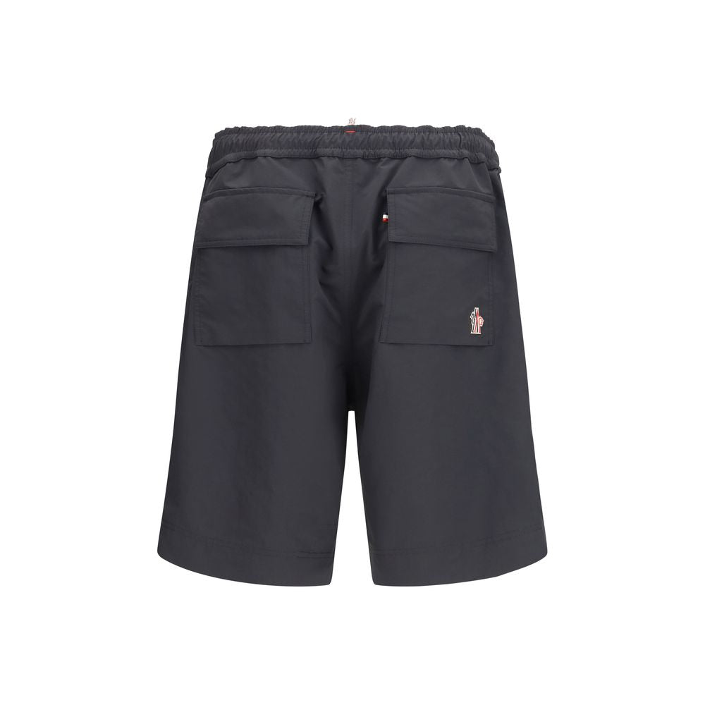 Black Polyester Bermuda Shorts