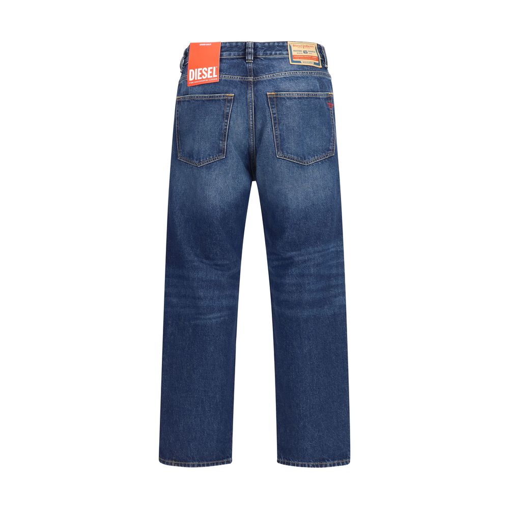 Blue Cotton Tapered Jeans