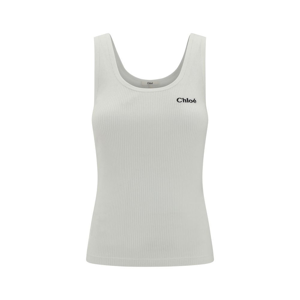 Beige Cotton Sleeveles T-Shirt