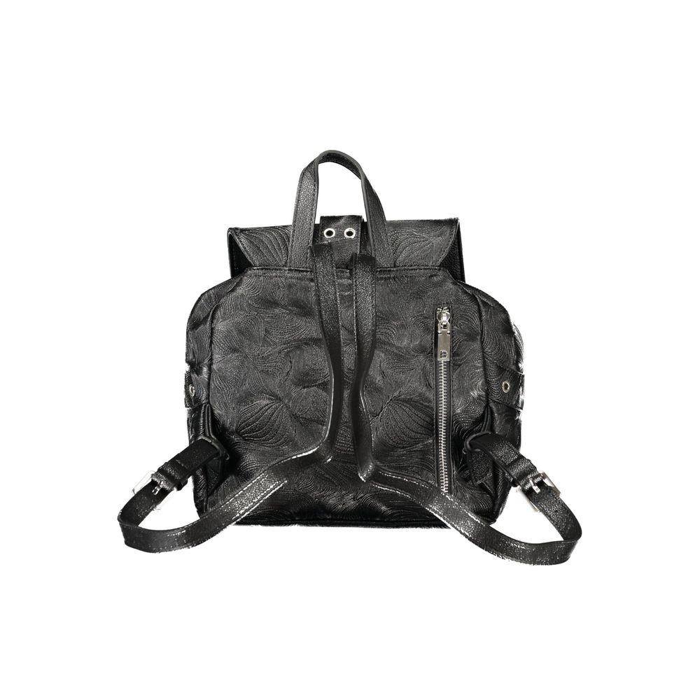 Black Polyurethane Women Backpack