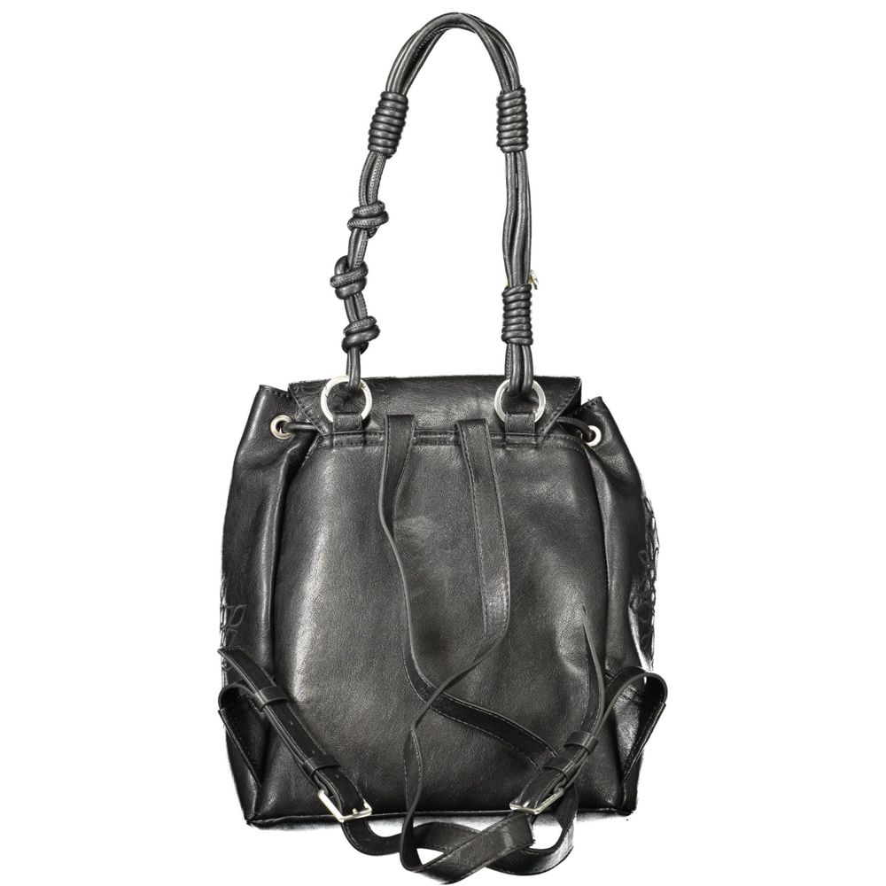 Black Polyurethane Women's Mini Backpack