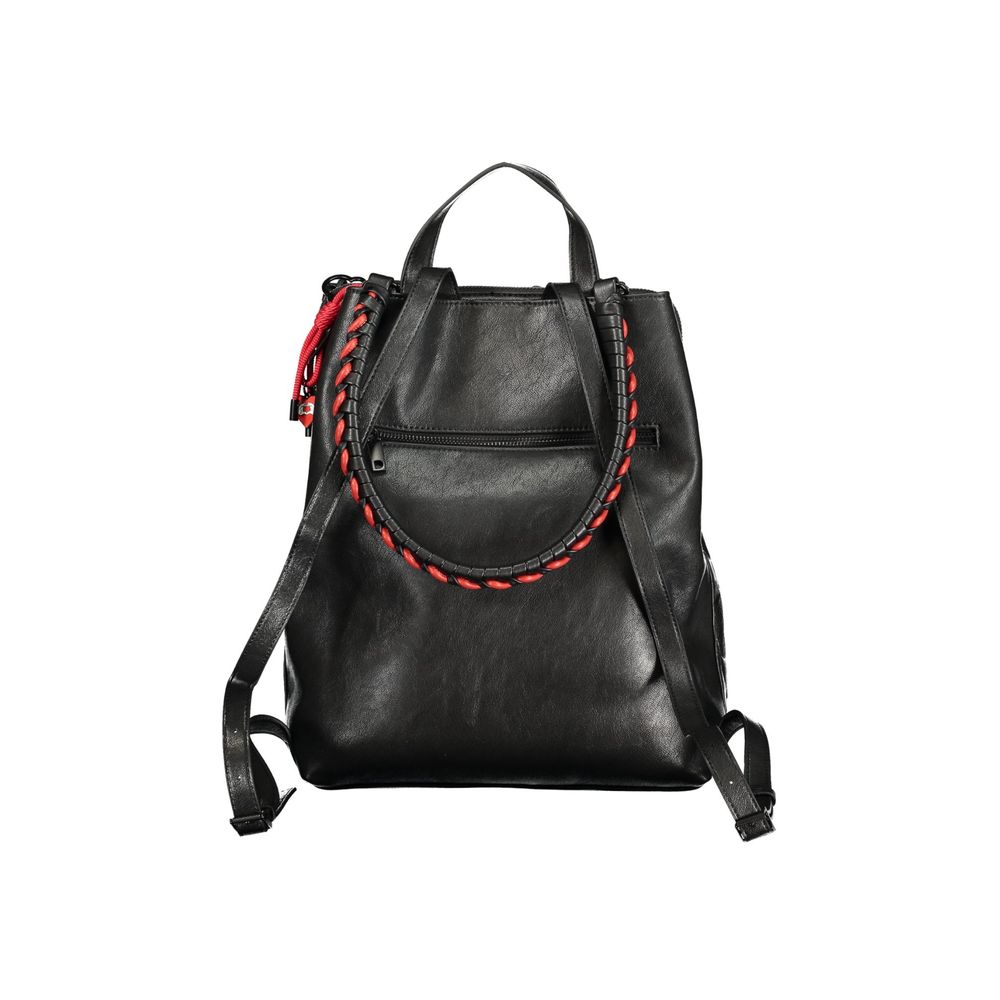 Black Polyurethane Women Backpack