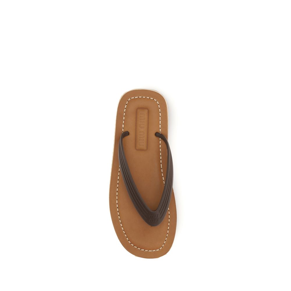 Brown Calf Leather Bos Taurus Flip-Flop Sandals-thumbmail-4