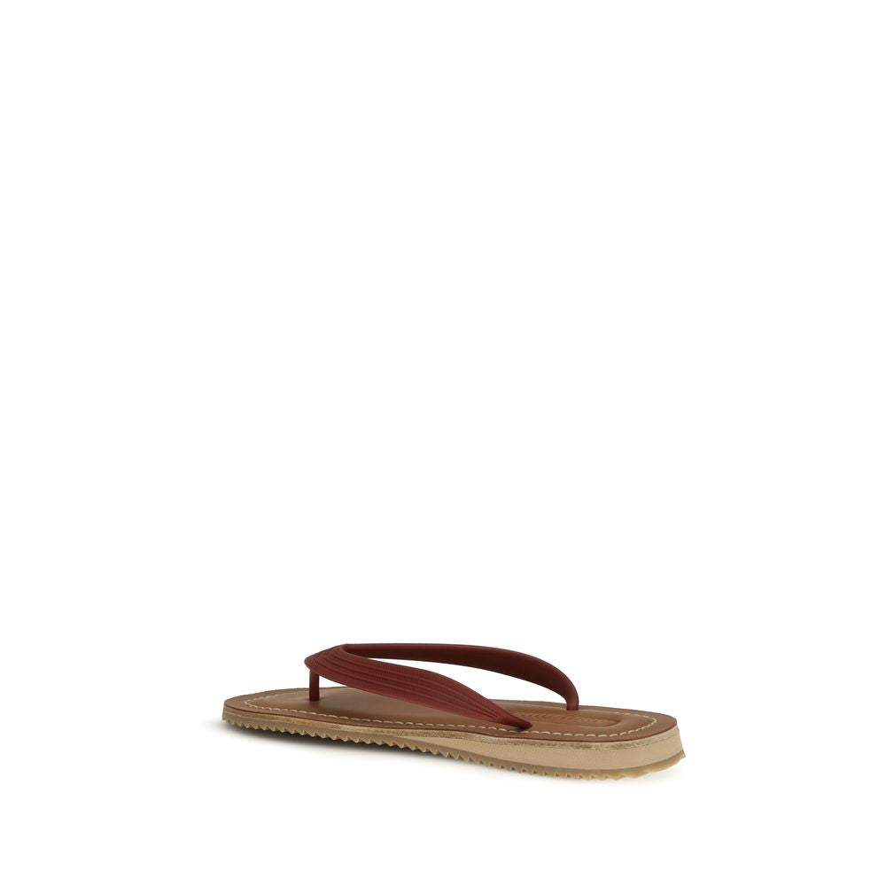 Beige Calf Leather Bos Taurus Flip-Flop Sandals-thumbmail-3