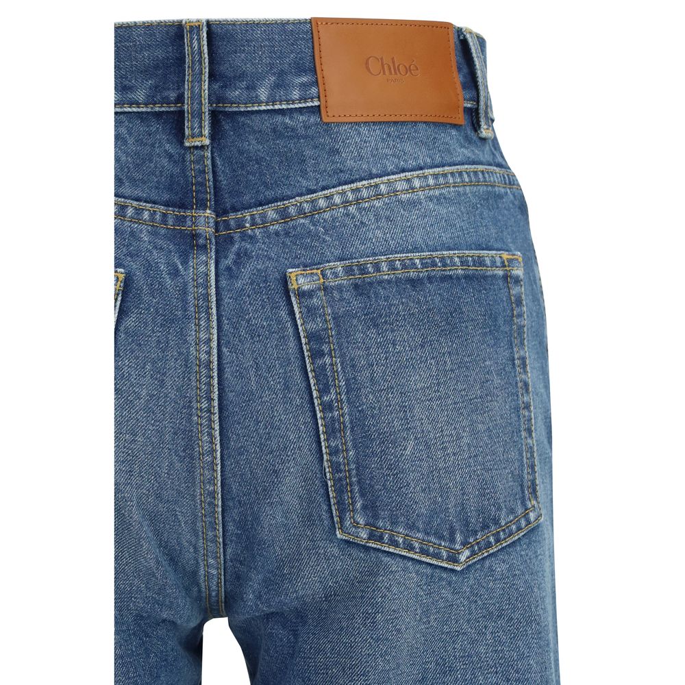 Blue Cotton Flared Jeans-thumbmail-3