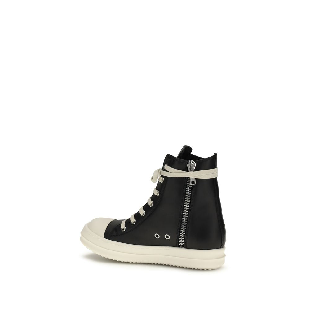 Black Calf Leather Bos Taurus High Top Sneakers-thumbmail-3