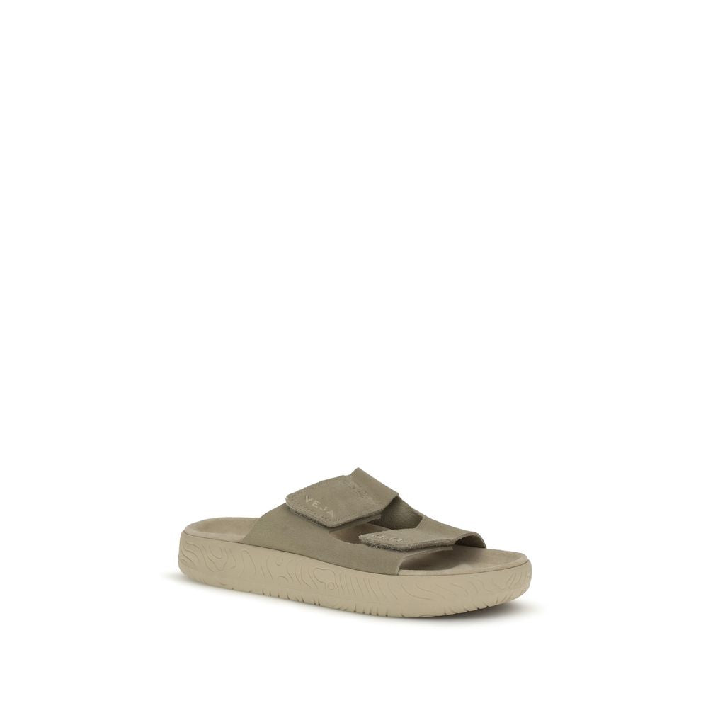 Beige Calf Leather Bos Taurus Flat Sandals