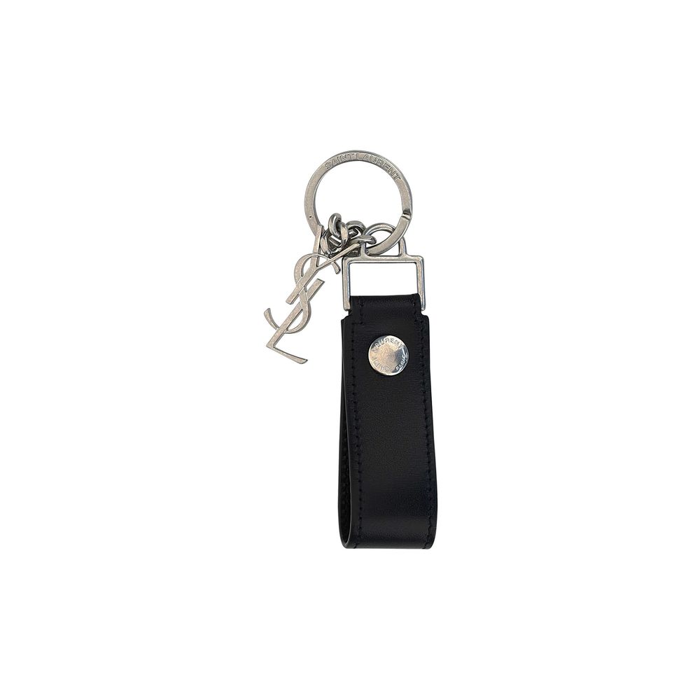 Black Calf Leather Bos Taurus Keychain Saint Laurent
