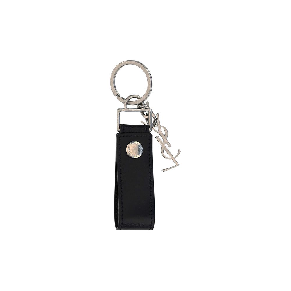 Black Calf Leather Bos Taurus Keychain Saint Laurent