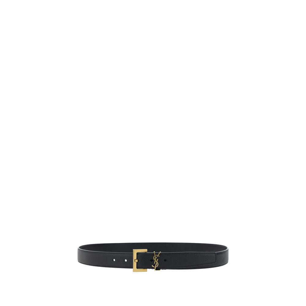 Black Calf Leather Bos Taurus Regular Belt Saint Laurent