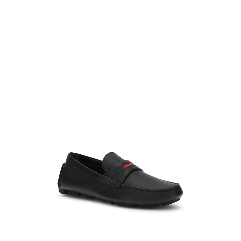Black Calf Leather Bos Taurus Slip-On Loafers Gucci