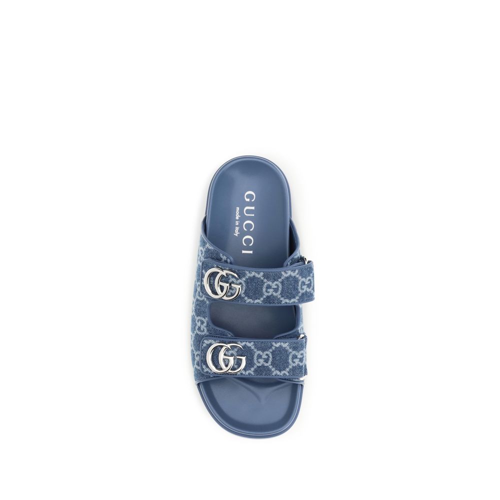 Blue Cotton Flat Sandals-thumbmail-4