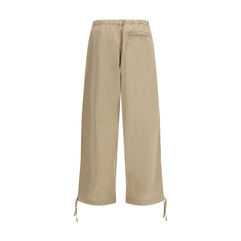 Beige Cotton Casual Pants